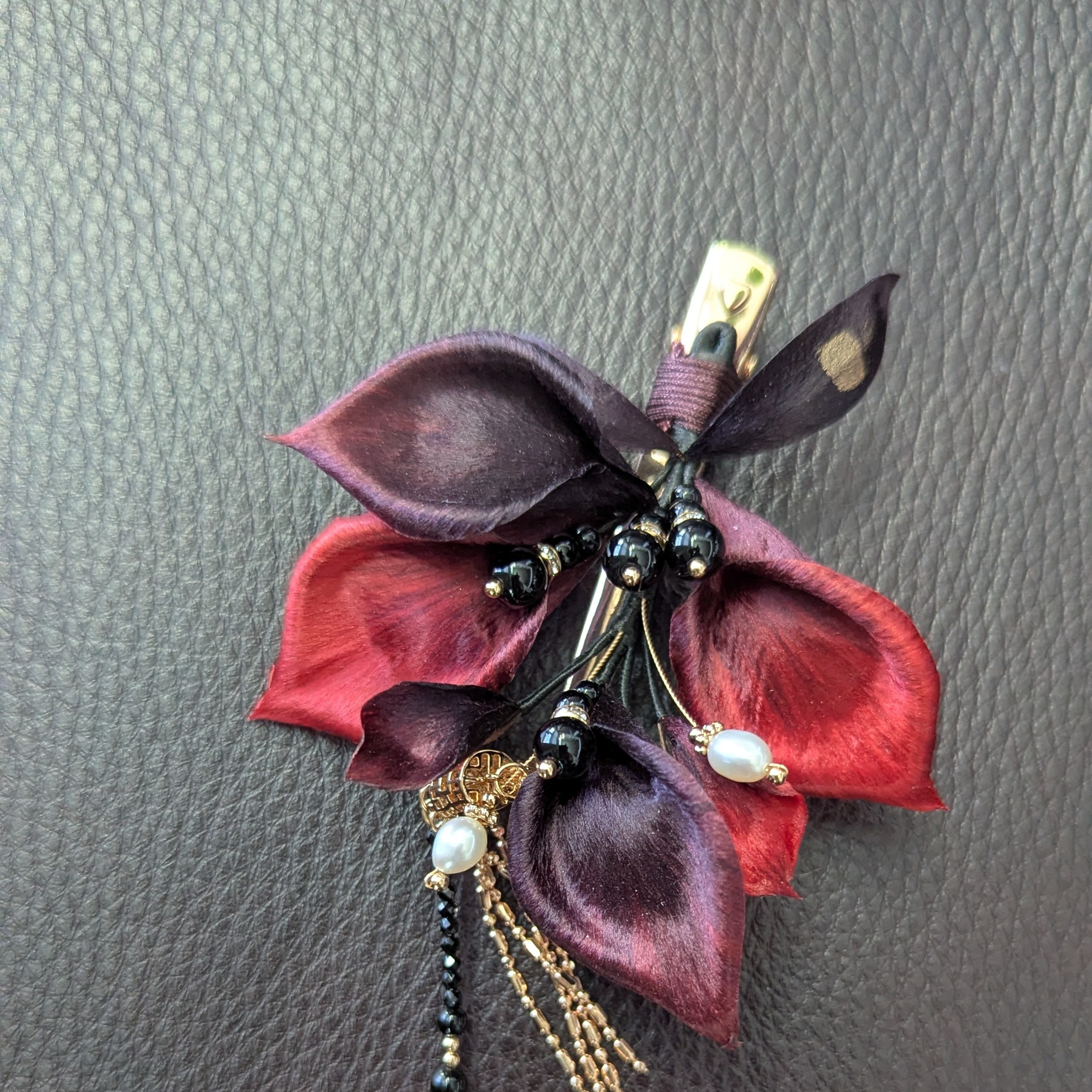 Crimson Nocturne Hair Clip