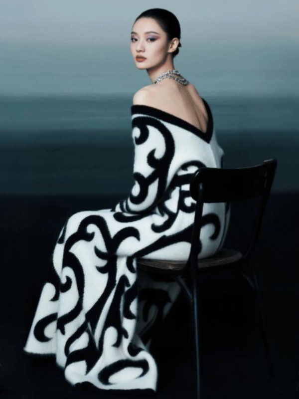 Cloud-Floral Evening Gown