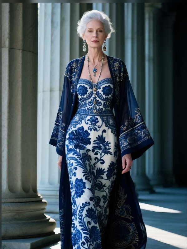 Azure Silk Long Dress